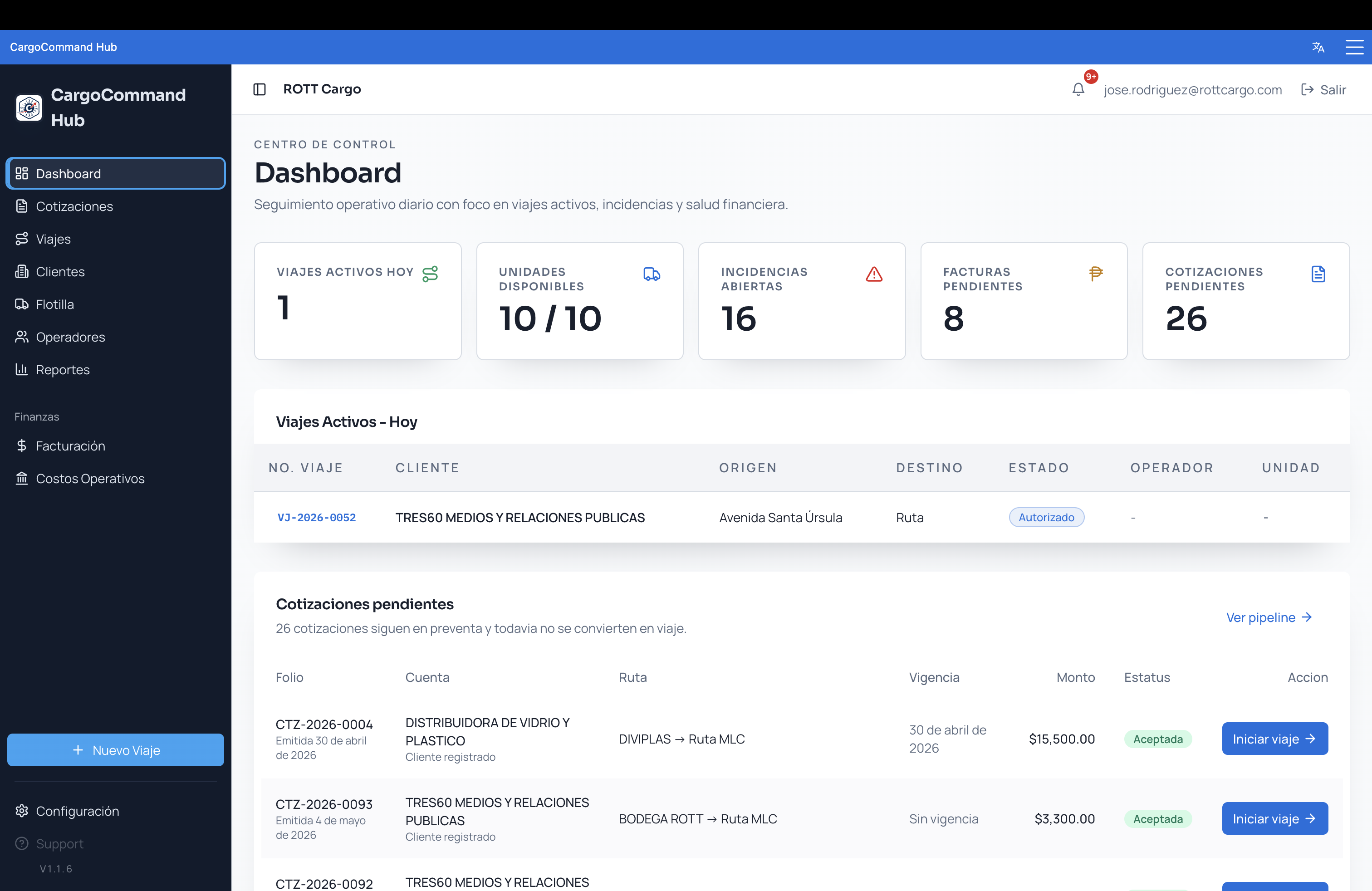 Cargo Command Hub — SaaS Platform for 2PL Logistics